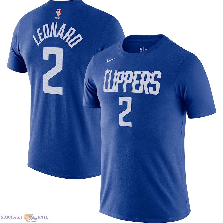 Men's LA Clippers Kawhi Leonard Royal Diamond Icon Name & Number T-Shirt