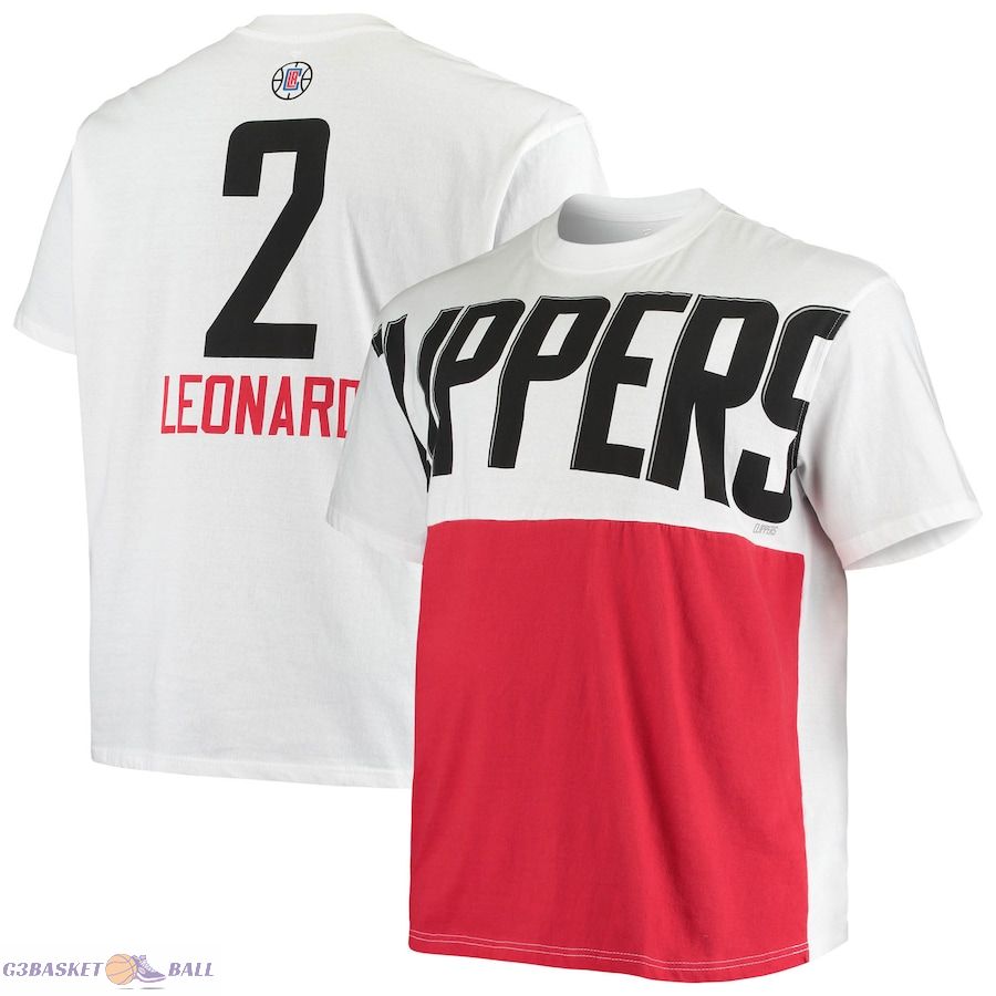 Men's LA Clippers Kawhi Leonard Fanatics White Big & Tall Yoke T-Shirt