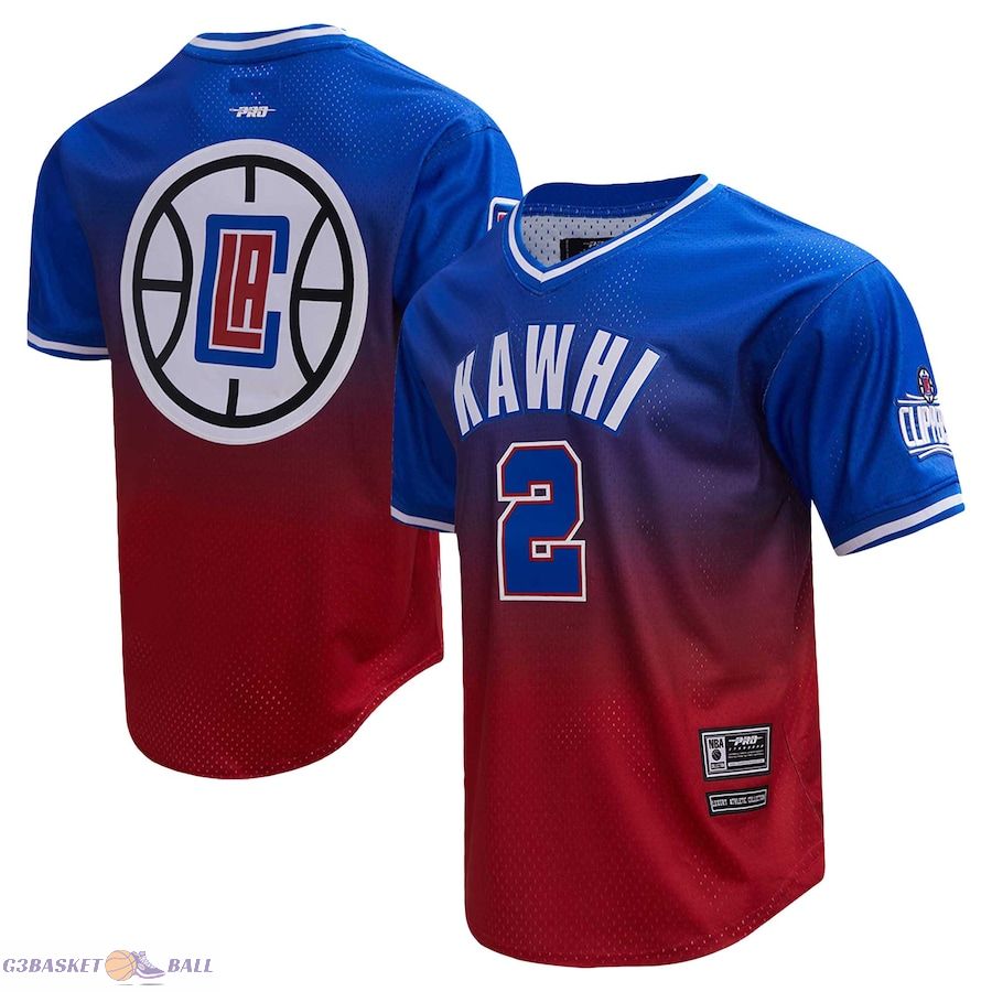 Men's LA Clippers Kawhi Leonard Post Royal/Red Ombre Name & Number T-Shirt