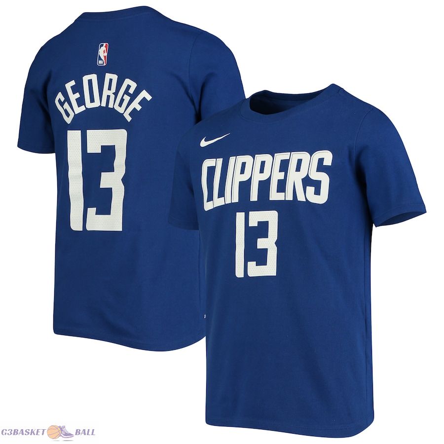 Youth LA Clippers Paul George Royal Name & Number Performance T-Shirt