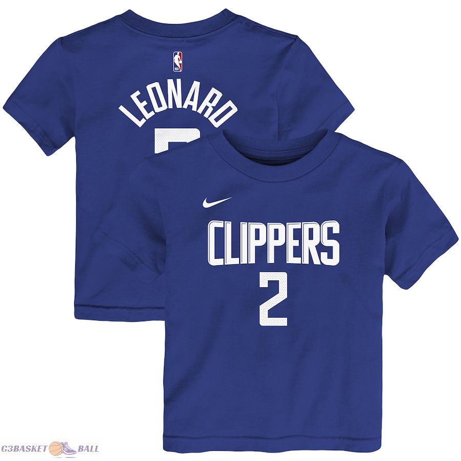 Toddler LA Clippers Kawhi Leonard Blue Logo Name & Number T-Shirt