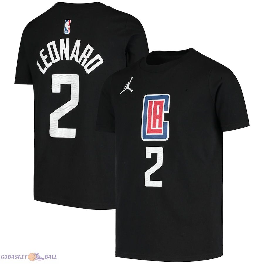 Youth LA Clippers Kawhi Leonard Jordan Brand Black Statement Edition Name & Number T-Shirt