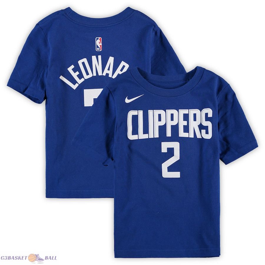 Preschool LA Clippers Kawhi Leonard Royal Team Name & Number T-Shirt