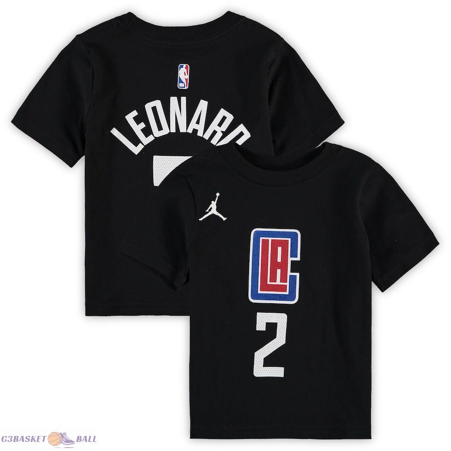 Toddler LA Clippers Kawhi Leonard Jordan Brand Black Statement Edition Name & Number T-Shirt