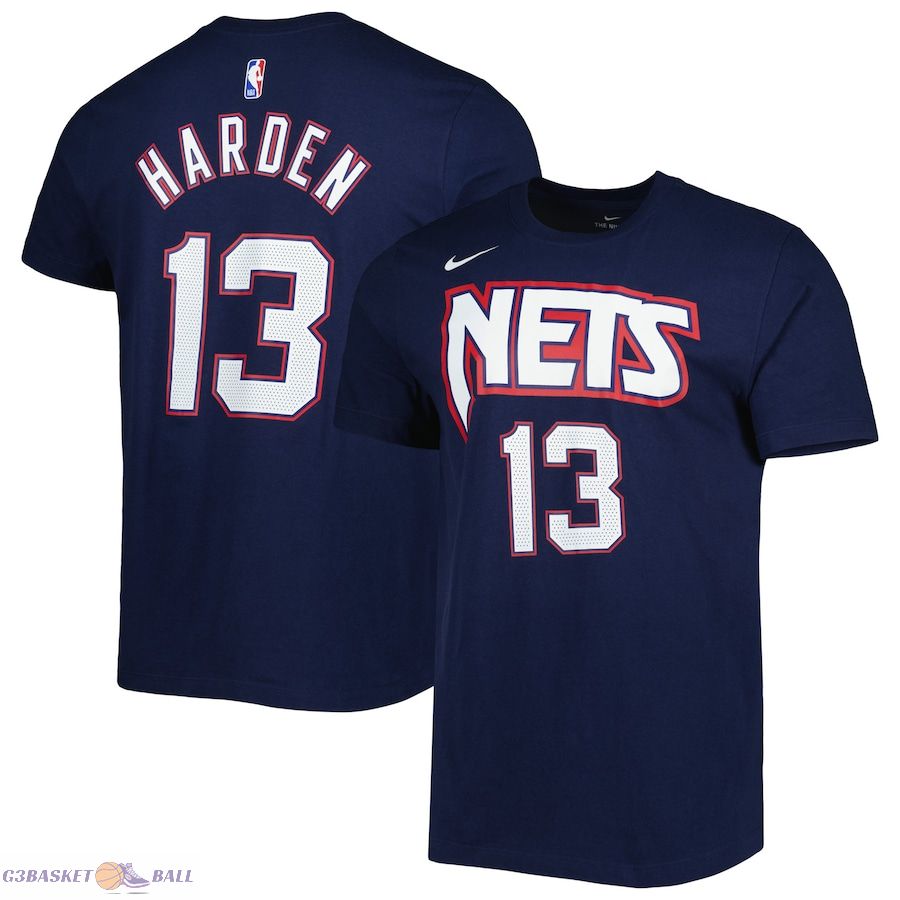 Men's Brooklyn Nets James Harden Navy 2021/22 City Edition Name & Number T-Shirt