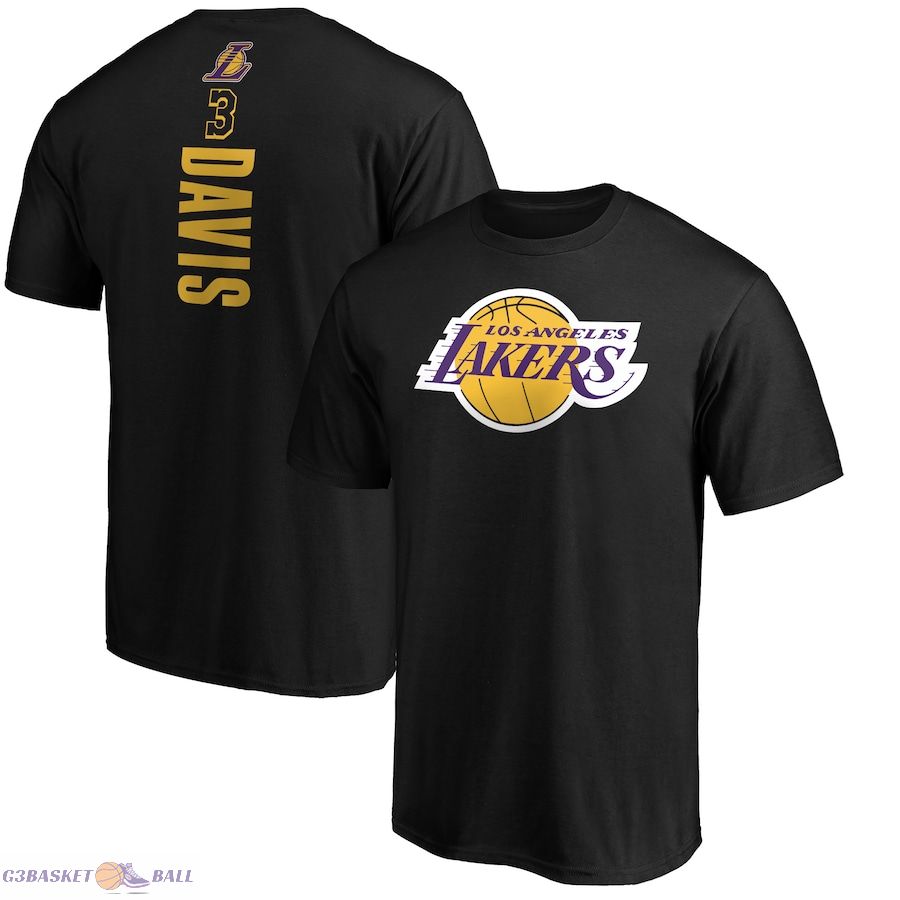 Men's Los Angeles Lakers Anthony Davis Black Playmaker Name & Number Team T-Shirt