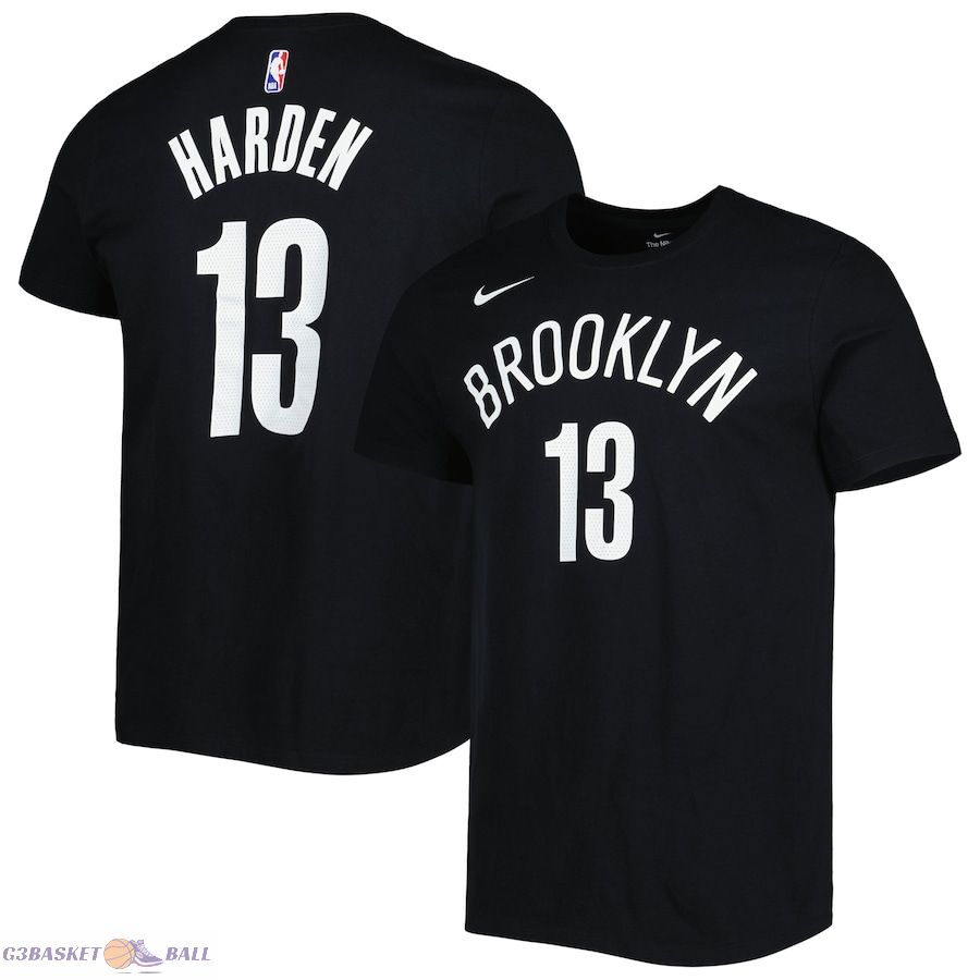 Men's Brooklyn Nets James Harden Black Diamond Icon Name & Number T-Shirt