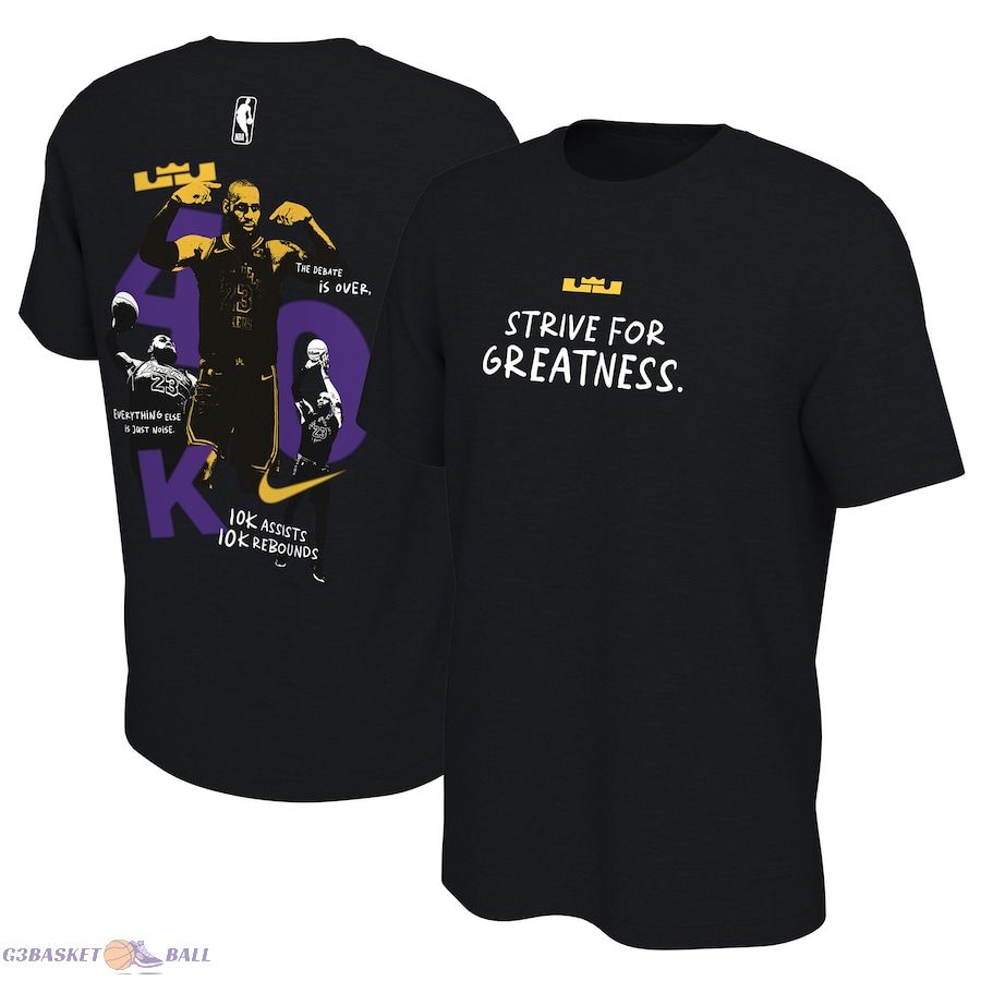 Men's Los Angeles Lakers LeBron James Black 40,000 Career Points T-Shirt