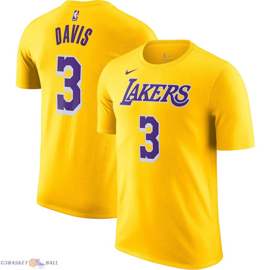 Men's Los Angeles Lakers Anthony Davis Gold Icon 2022/23 Name & Number T-Shirt