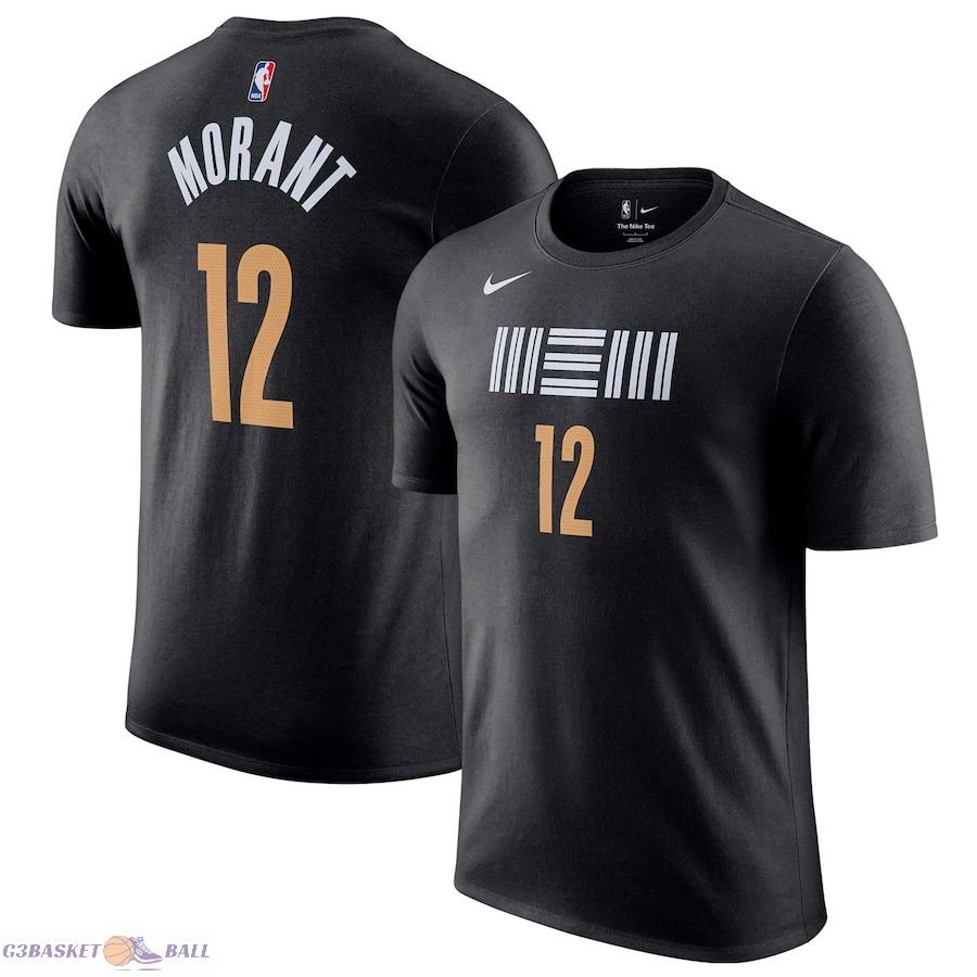 Men's Memphis Grizzlies Ja Morant Black 2023/24 City Edition Name & Number T-Shirt