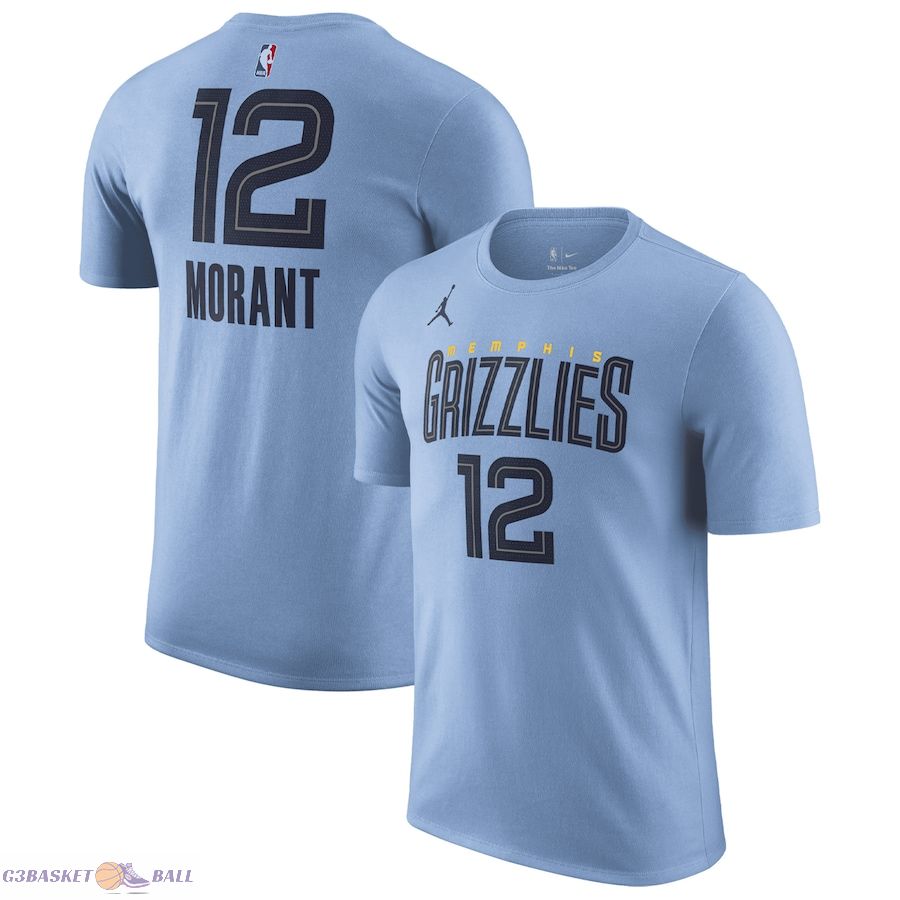 Men's Memphis Grizzlies Ja Morant Jordan Brand Light Blue 2022/23 Statement Edition Name & Number T-Shirt