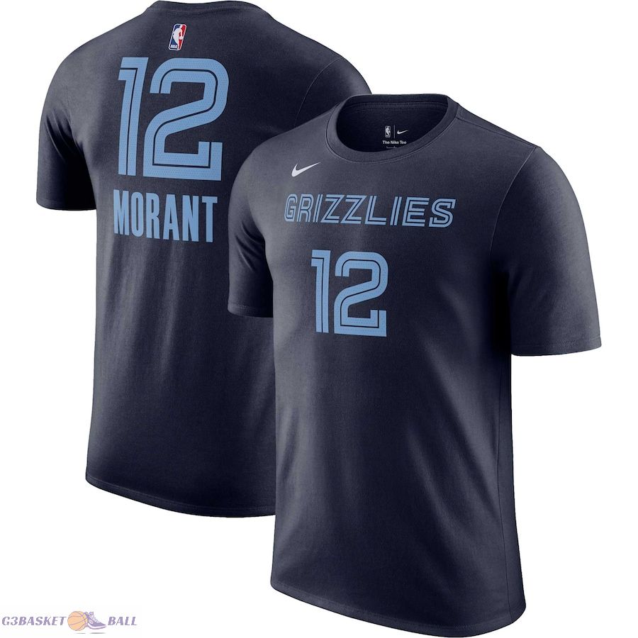 Men's Memphis Grizzlies Ja Morant Navy Icon 2022/23 Name & Number T-Shirt