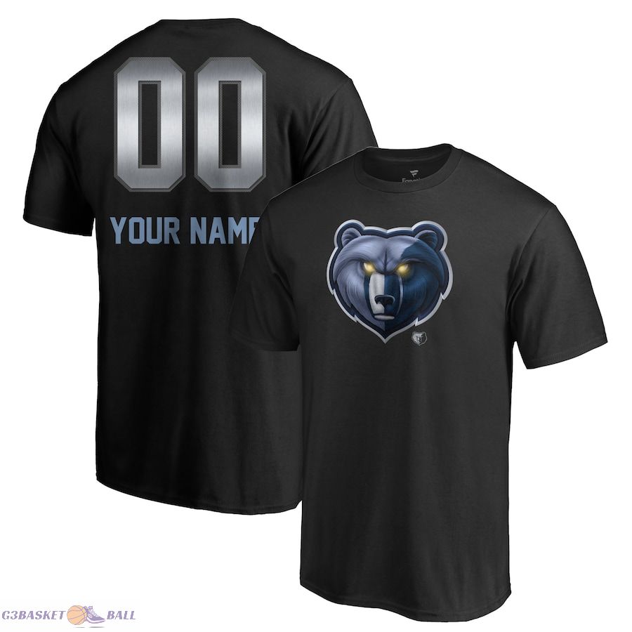 Men's Memphis Grizzlies Black Midnight Mascot Personalized Name & Number T-Shirt