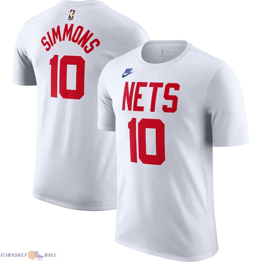 Men's Brooklyn Nets Ben Simmons White 2022/23 Classic Edition Name & Number T-Shirt