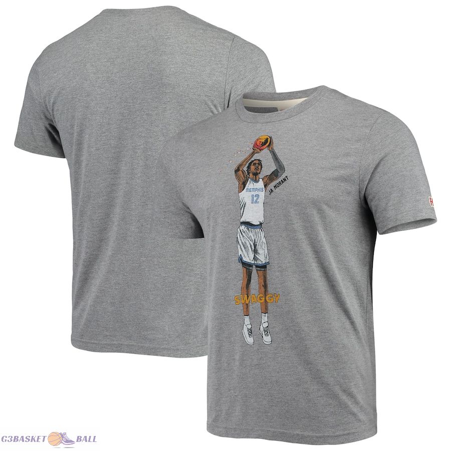 Men's Memphis Grizzlies Ja Morant Gray Player Graphic Tri-Blend T-Shirt