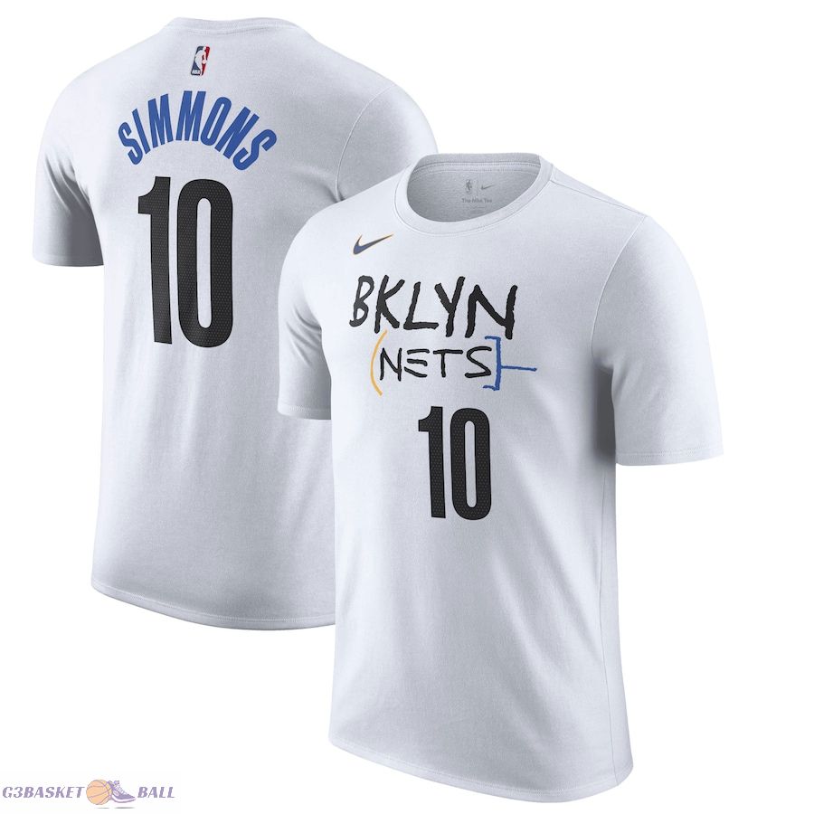 Men's Brooklyn Nets Ben Simmons White 2022/23 City Edition Name & Number T-Shirt