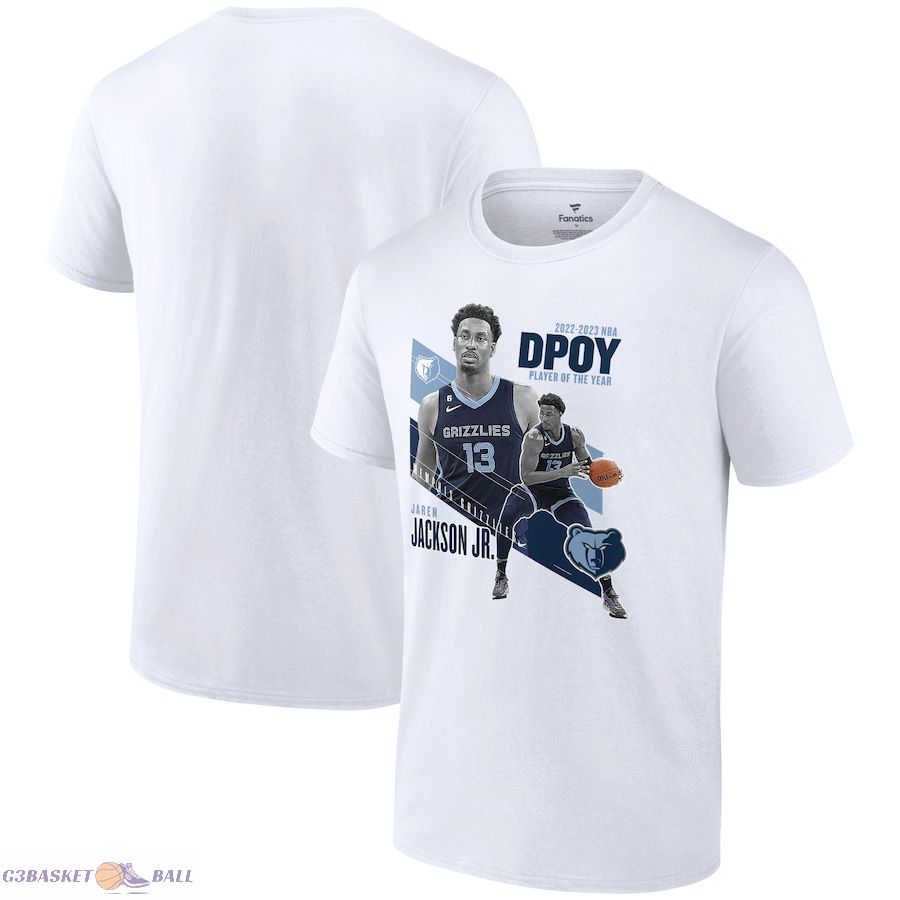 Men's Memphis Grizzlies Jaren Jackson Jr. White 2023 NBA Defensive Player of the Year Reverse T-Shirt