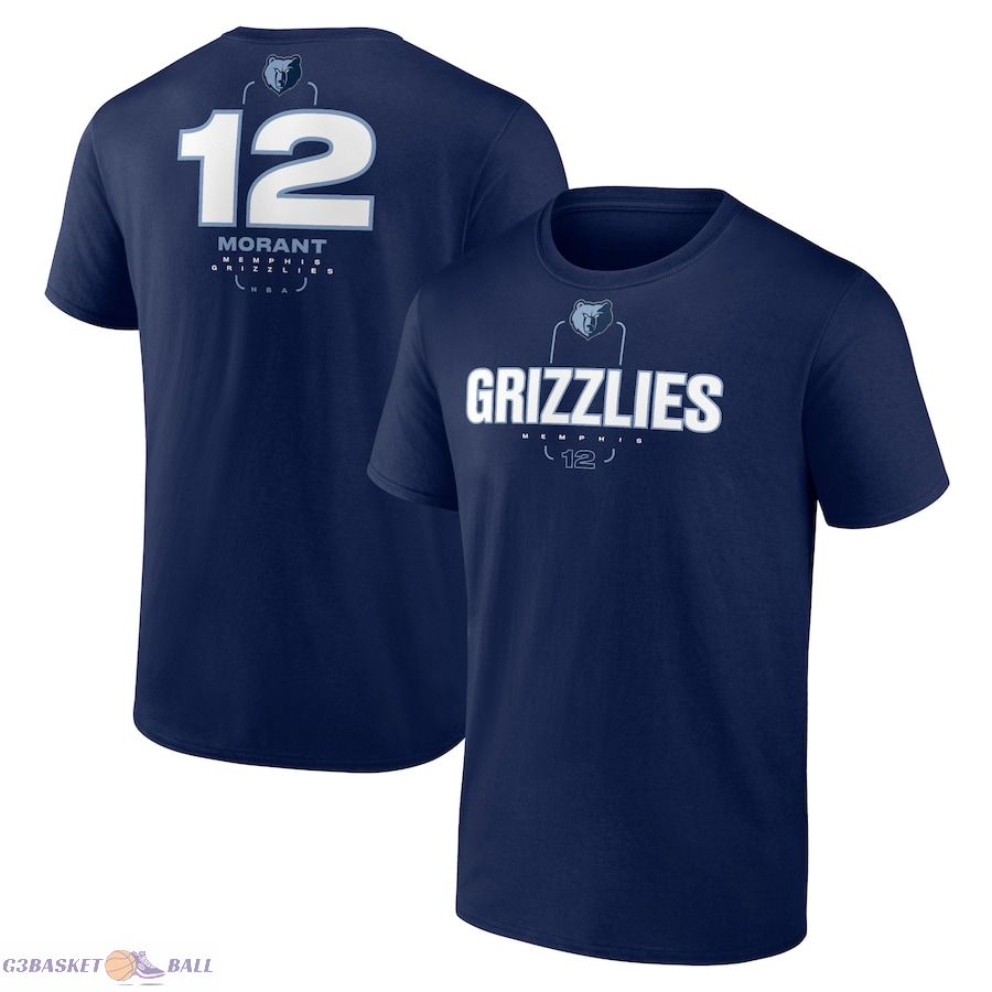 Men's Memphis Grizzlies Ja Morant Navy Behind The Back Name & Number T-Shirt