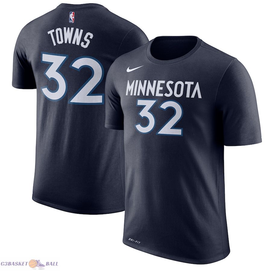 Men's Minnesota Timberwolves Karl-Anthony Towns Blue Name & Number Performance T-Shirt