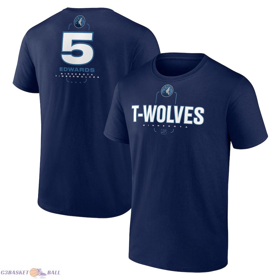 Men's Minnesota Timberwolves Anthony Edwards Navy Behind The Back Name & Number T-Shirt