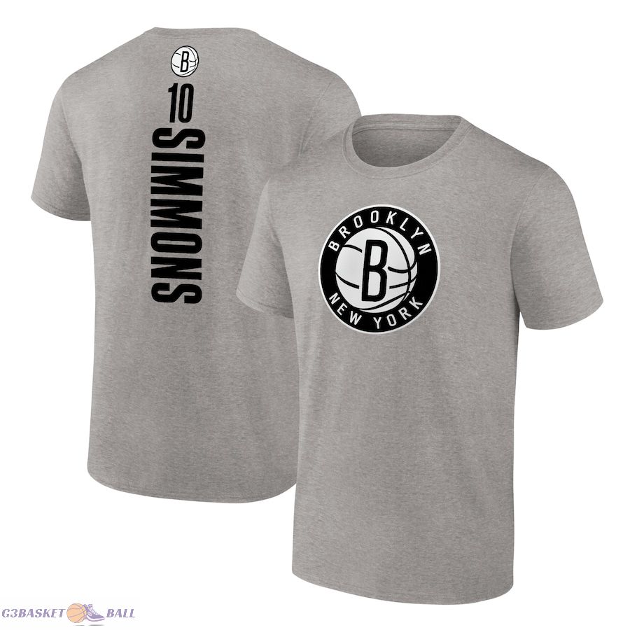 Men's Brooklyn Nets Ben Simmons Heathered Gray Playmaker Name & Number T-Shirt