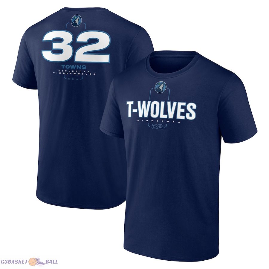 Men's Minnesota Timberwolves Karl-Anthony Towns Navy Behind The Back Name & Number T-Shirt