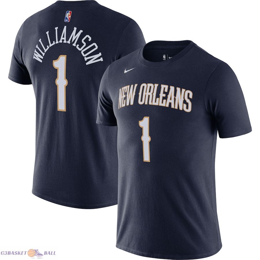 Men's New Orleans Pelicans Zion Williamson Navy Diamond Icon Name & Number T-Shirt