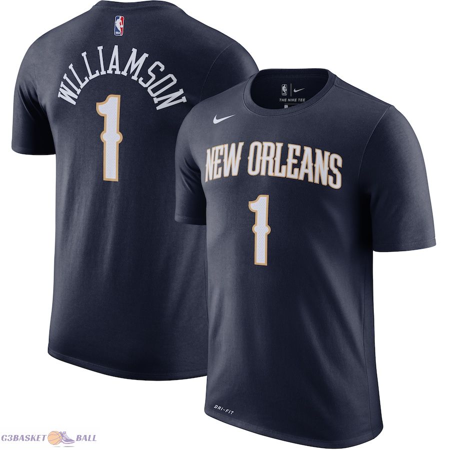 Men's New Orleans Pelicans Zion Williamson Navy 2019/2020 Name & Number Performance T-Shirt