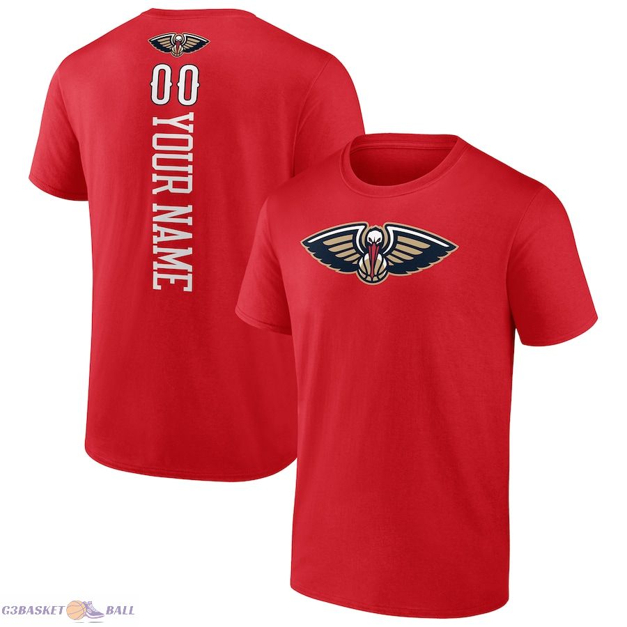 Men's New Orleans Pelicans Red Playmaker Personalized Name & Number T-Shirt