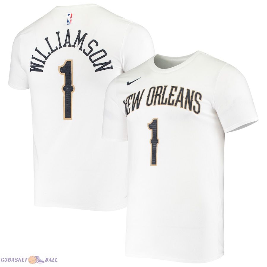 Men's New Orleans Pelicans Zion Williamson White Name & Number Performance T-Shirt