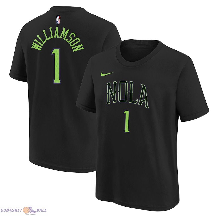 Youth New Orleans Pelicans Zion Williamson Black 2023/24 City Edition Name & Number T-Shirt