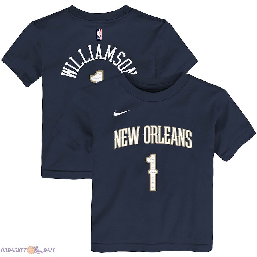 Toddler New Orleans Pelicans Zion Williamson Navy Logo Name & Number T-Shirt