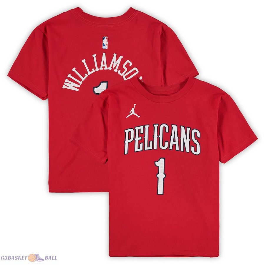 Preschool New Orleans Pelicans Zion Williamson Jordan Brand Red Statement Edition Name & Number T-Shirt