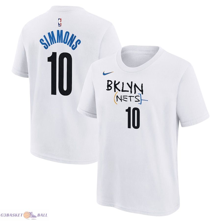 Youth Brooklyn Nets Ben Simmons White 2022/23 City Edition Name & Number T-Shirt