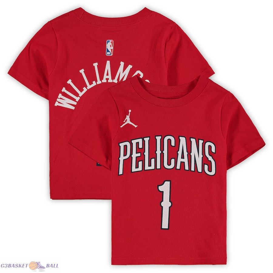 Toddler New Orleans Pelicans Zion Williamson Jordan Brand Red Statement Edition Name & Number T-Shirt