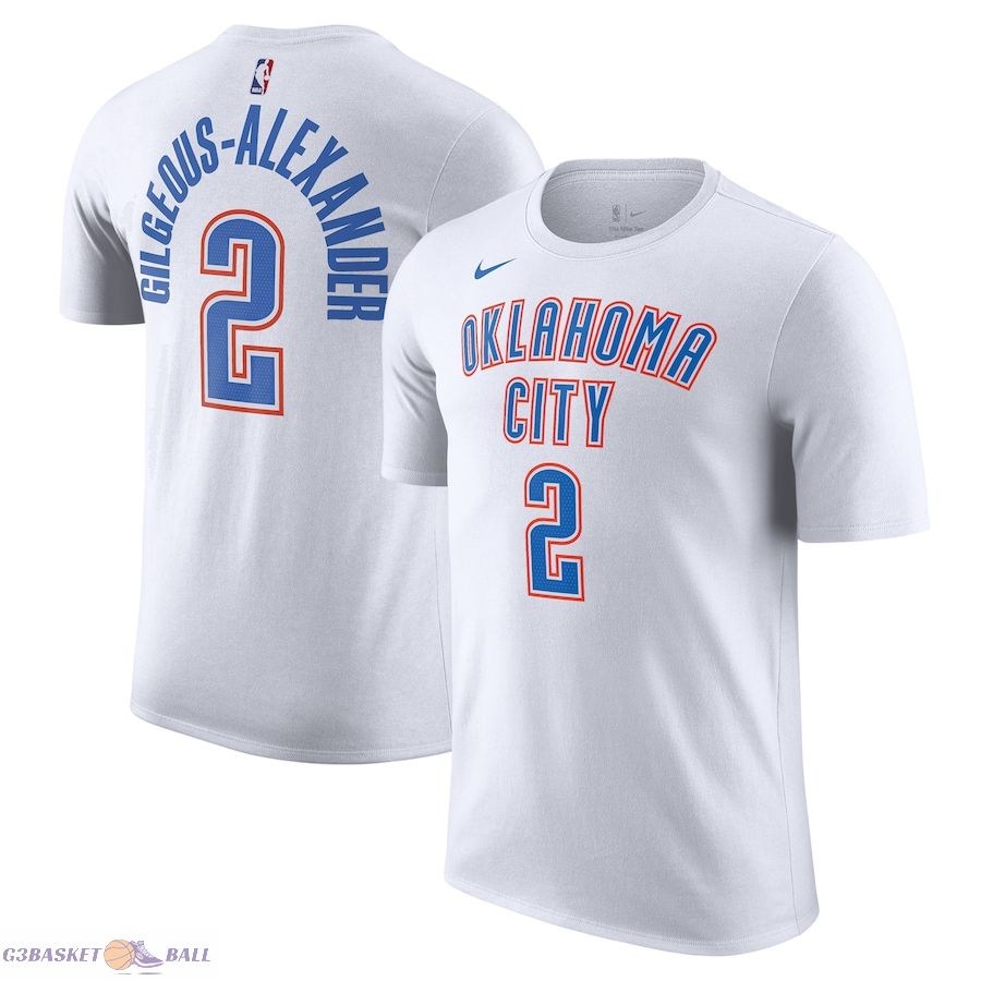 Men's Oklahoma City Thunder Shai Gilgeous-Alexander White 2023/24 Association Name & Number T-Shirt