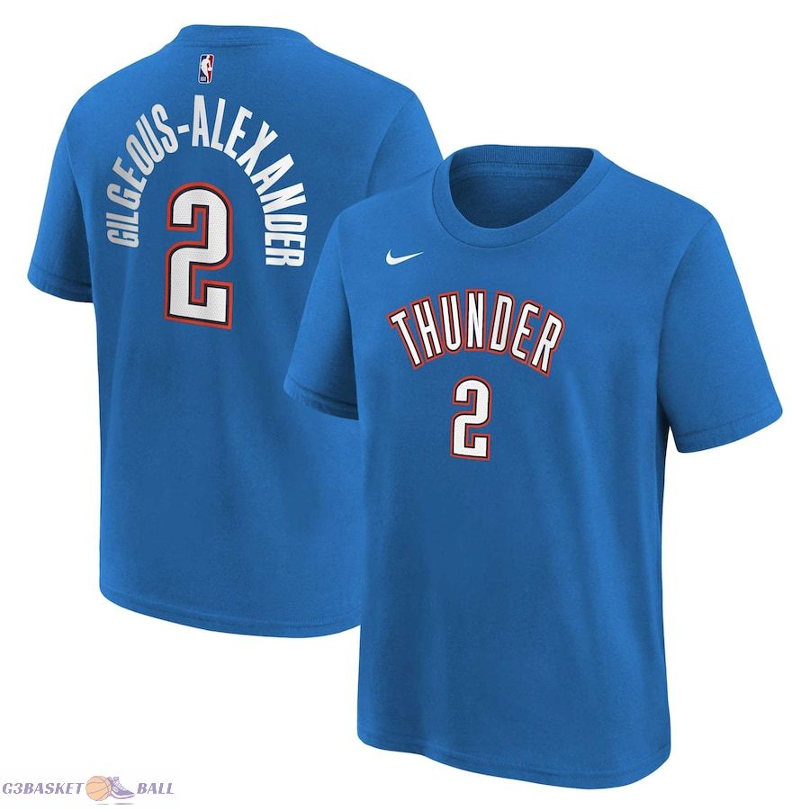 Youth Oklahoma City Thunder Shai Gilgeous-Alexander White Icon Name & Number T-Shirt