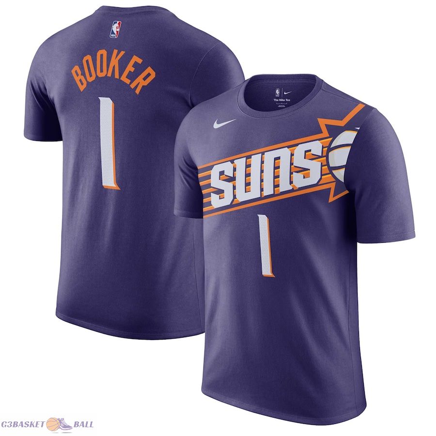 Men's Phoenix Suns Devin Booker Purple Icon 2022/23 Name & Number T-Shirt