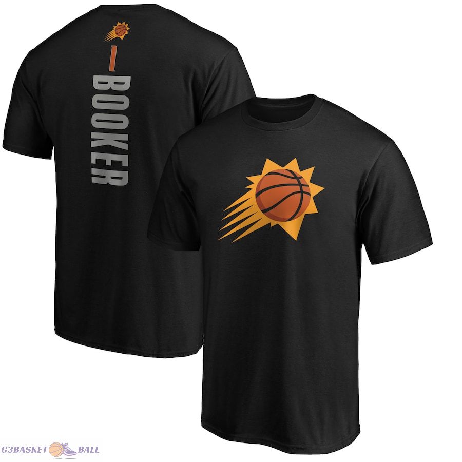 Men's Phoenix Suns Devin Booker Black Playmaker Name & Number T-Shirt