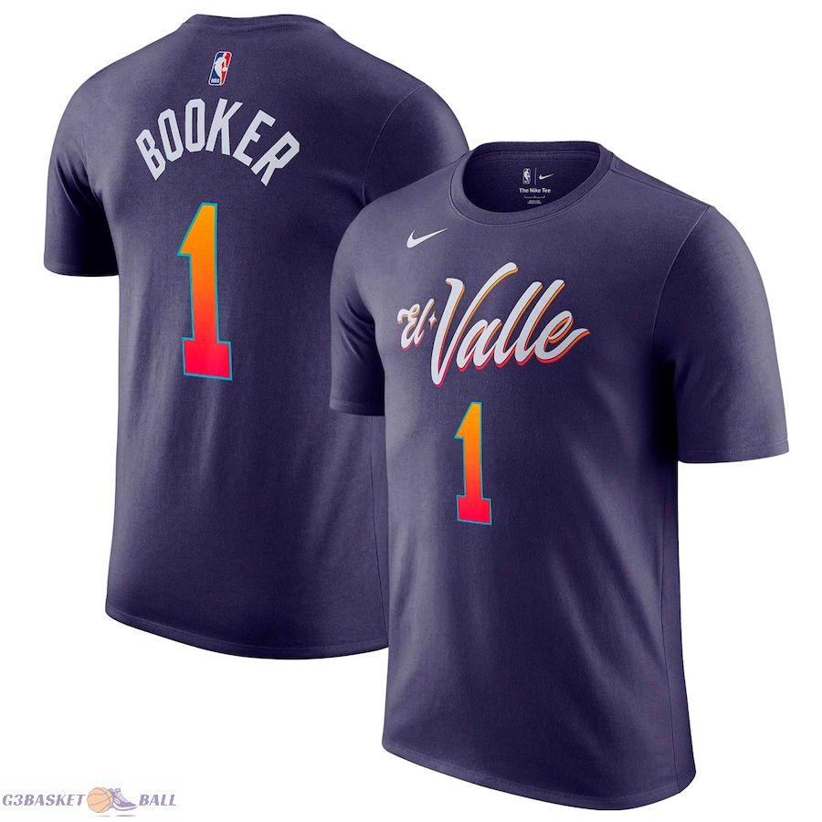 Men's Phoenix Suns Devin Booker Purple 2023/24 City Edition Name & Number T-Shirt