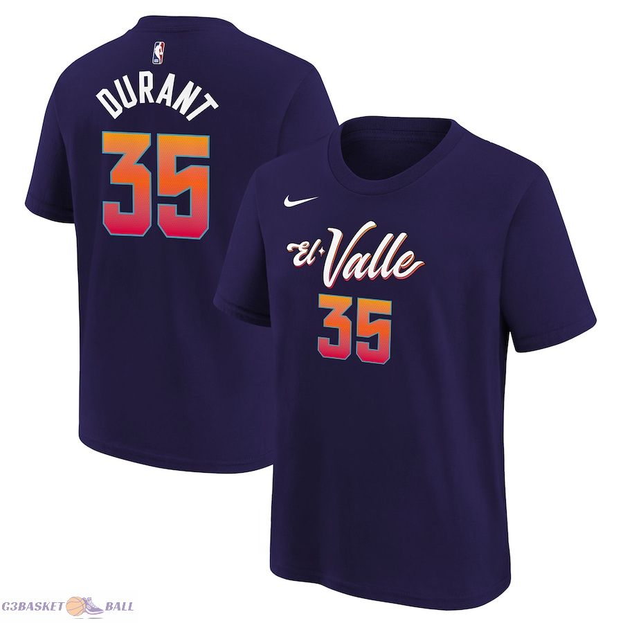 Youth Phoenix Suns Kevin Durant Purple 2023/24 City Edition Name & Number T-Shirt