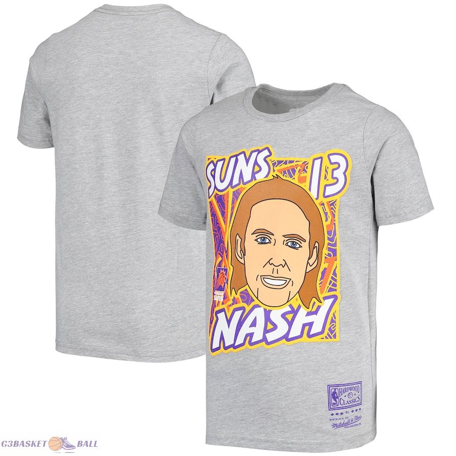 Youth Phoenix Suns Steve Nash Mitchell & Ness Gray Hardwood Classics King of the Court Player T-Shirt