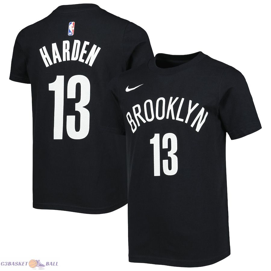 Youth Brooklyn Nets James Harden Black Name & Number Performance T-Shirt