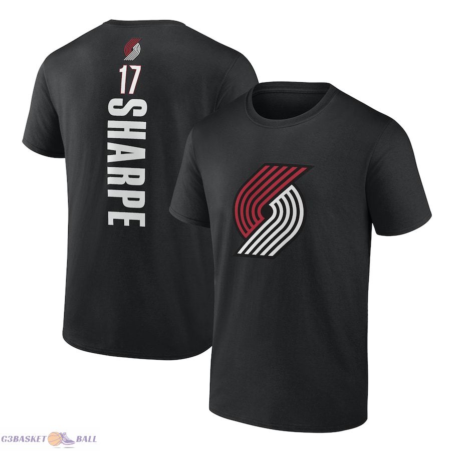 Men's Portland Trail Blazers Shaedon Sharpe Black Playmaker Team Name & Number T-Shirt