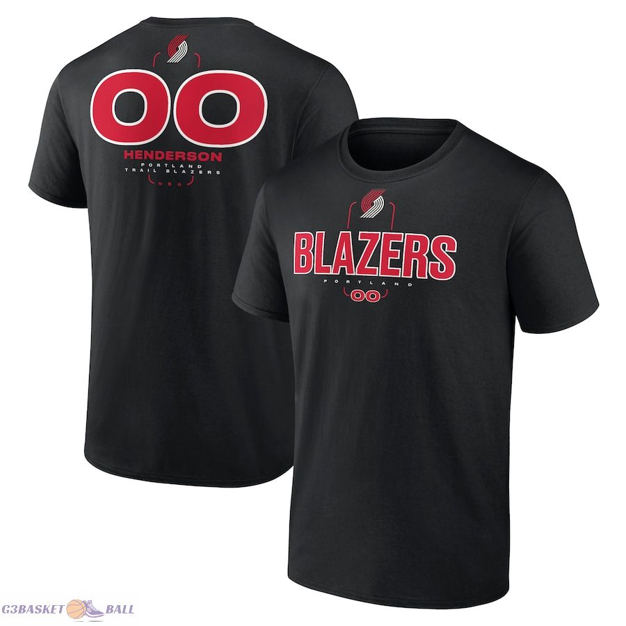 Men's Portland Trail Blazers Scoot Henderson Black Behind The Back Name & Number T-Shirt