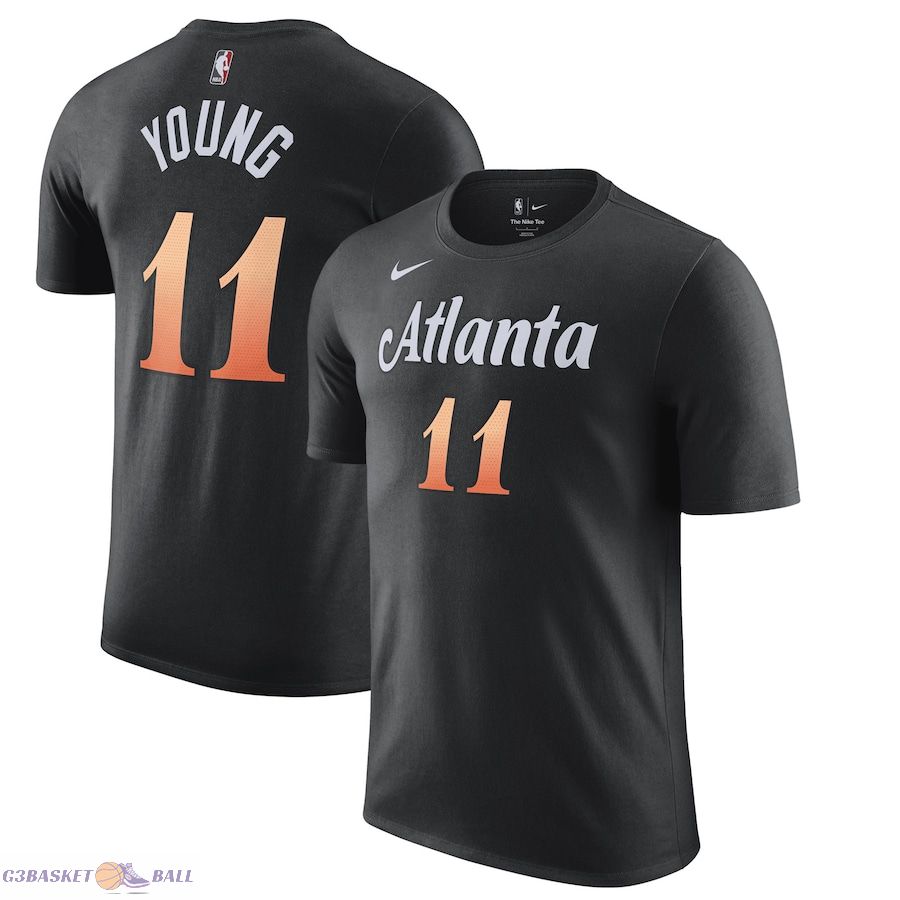 Men's Atlanta Hawks Trae Young Black 2022/23 City Edition Name & Number T-Shirt