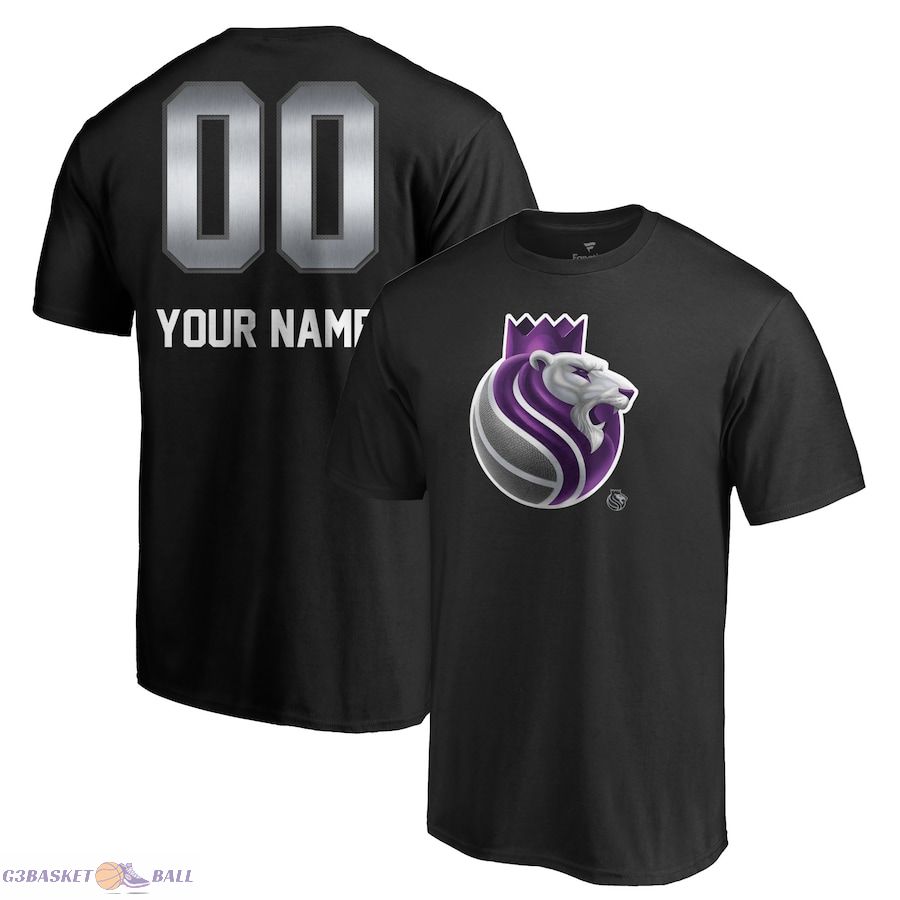 Men's Sacramento Kings Black Midnight Mascot Personalized Name & Number T-Shirt