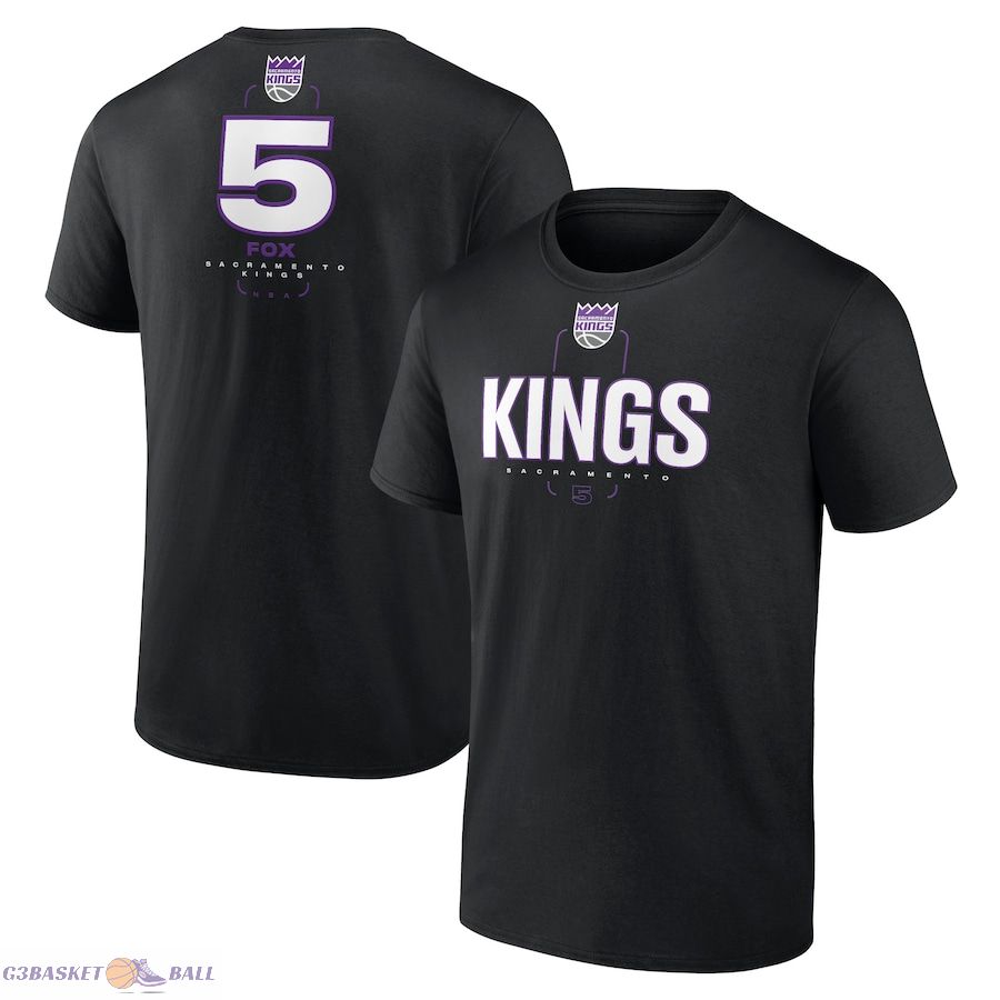 Men's Sacramento Kings De'Aaron Fox Black Behind The Back Name & Number T-Shirt