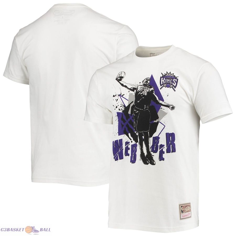 Men's Sacramento Kings Chris Webber Mitchell & Ness White Suite Sensations Player T-Shirt