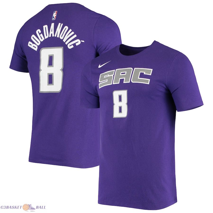 Men's Sacramento Kings Bogdan Bogdanovic Purple Name & Number Performance T-Shirt